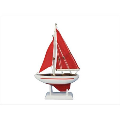 Pacific Sailor Red - Red Sails 9 in. Model Ship Decorative Accent