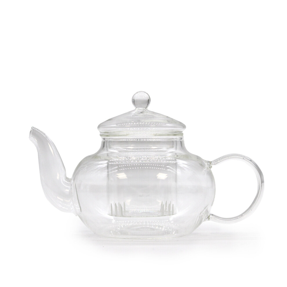 Ancient Wisdom Grey Glass Infuser Teapot - Round Pearl - 400Ml