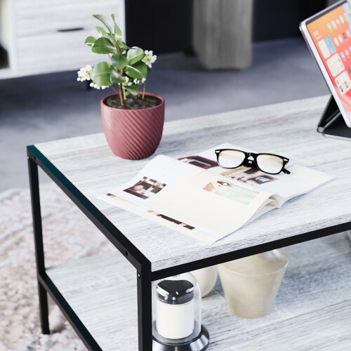 Vida Designs (Grey) Brooklyn Industrial 2 Tier Open Shelf Coffee Table 2