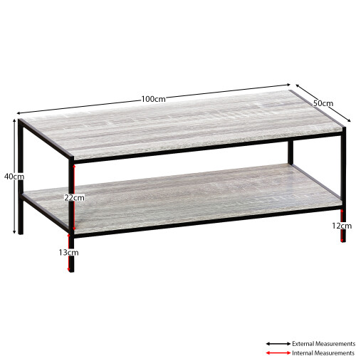 Vida Designs (Grey) Brooklyn Industrial 2 Tier Open Shelf Coffee Table 1