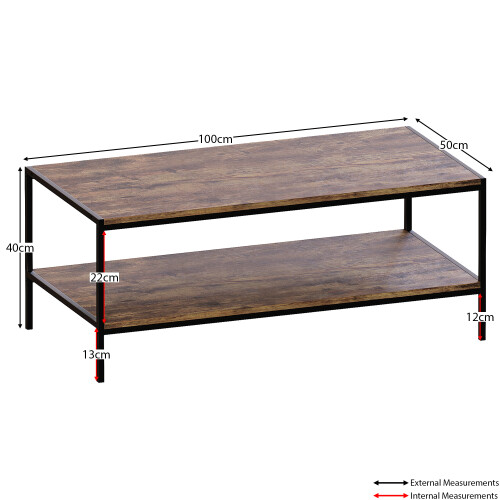 Vida Designs (Dark Wood) Brooklyn Industrial 2 Tier Open Shelf Coffee Table 1