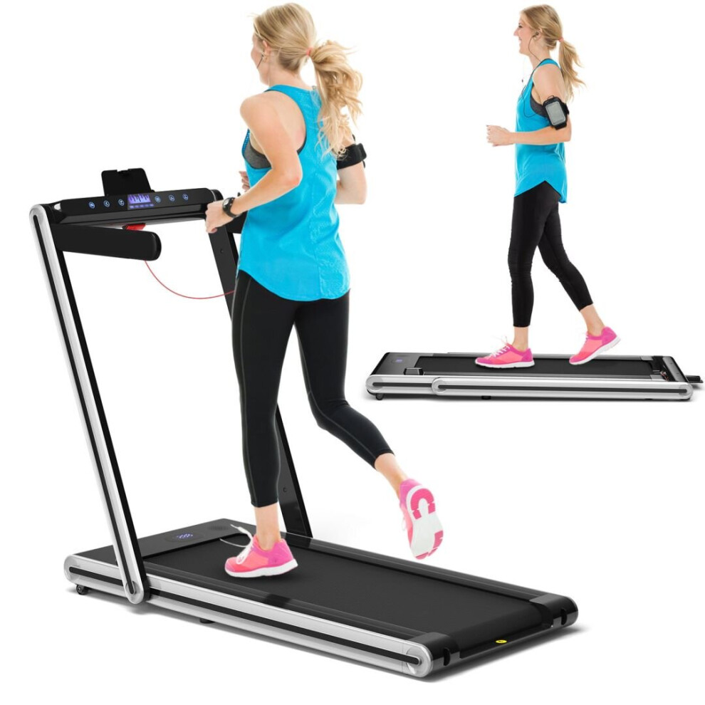 2-in-1 Folding Treadmill Under Desk Walking Treadmill Running Machine