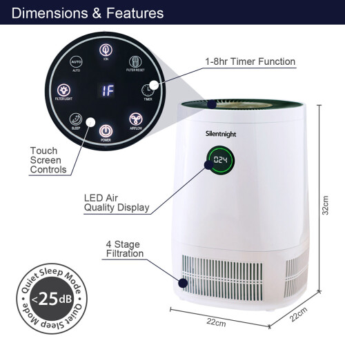 Silentnight Deluxe 4 Stage Air Purifier with HEPA & Carbon Filters / 4