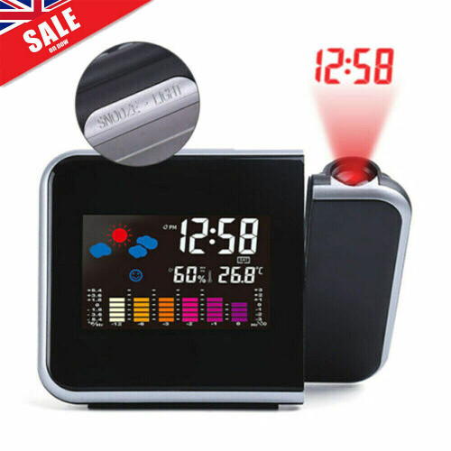 Digital Smart Alarm Clock Desktop Clock LED Projector Time Clock USB