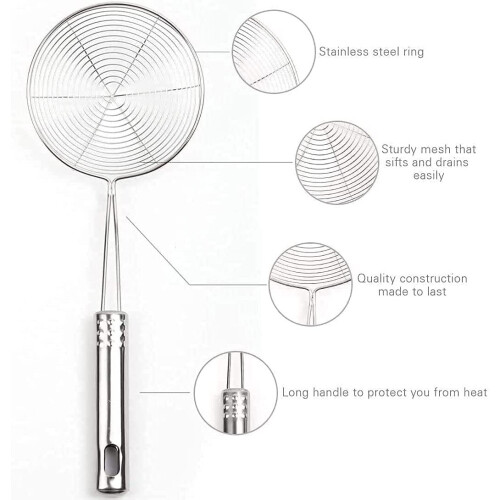 (7.2) Strainer Skimmer Ladle Stainless Steel Wire Spoon 1