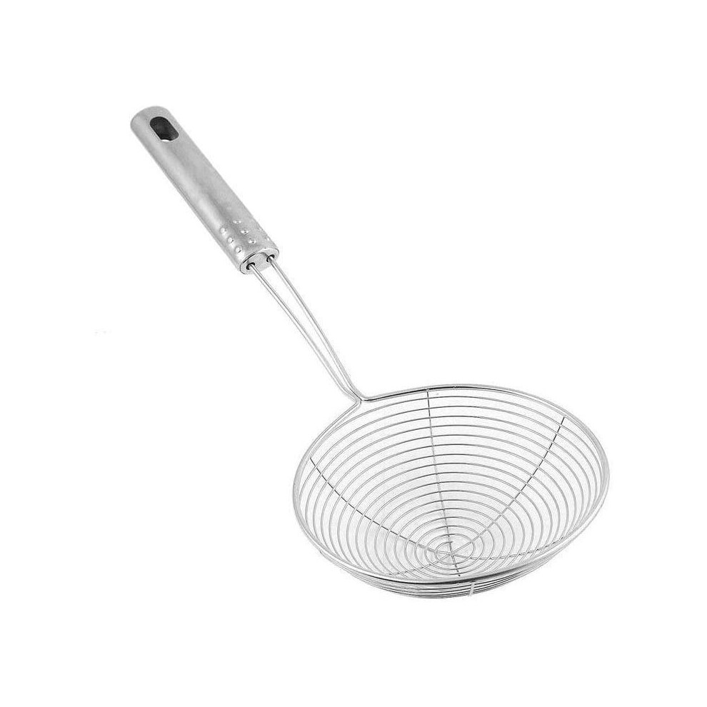 (Strainer Skimmer Ladle Stainless Steel Wire Skimmer Spoon | 7.2 inch | Ergonomic Handle and Spider Mesh Filter with Hand) Strainer Skimmer Ladle Stai