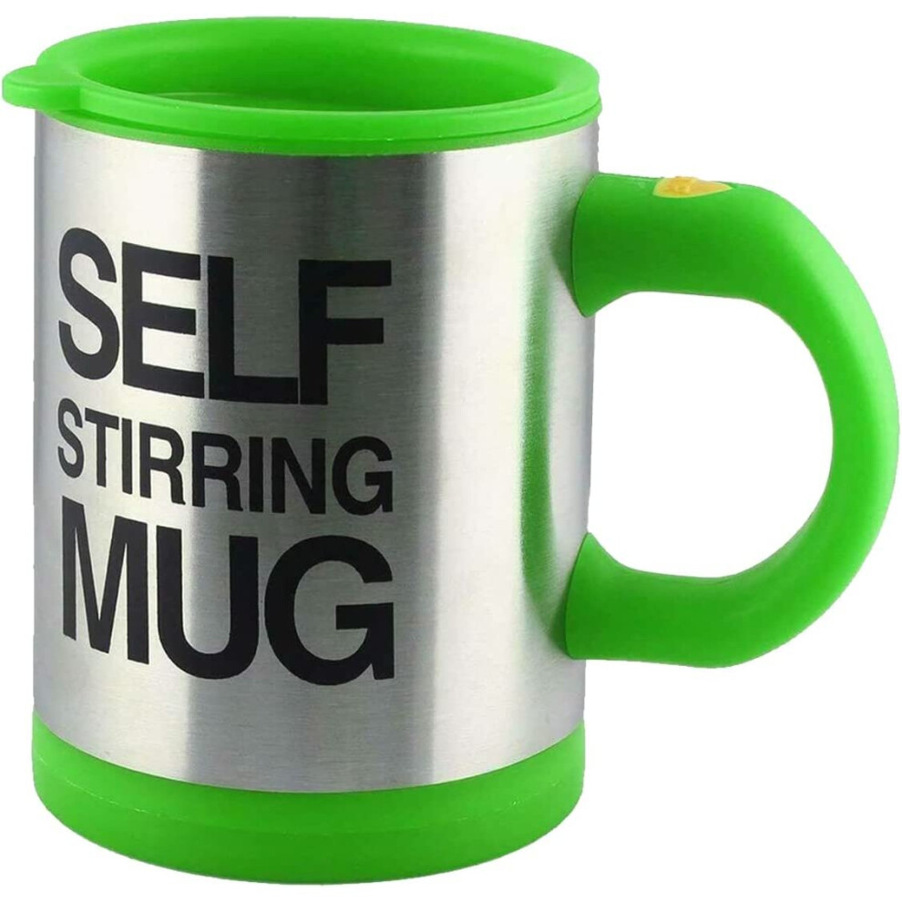 (Green) AEX Self Stirring Tea Coffee Mug with Lid 450ml