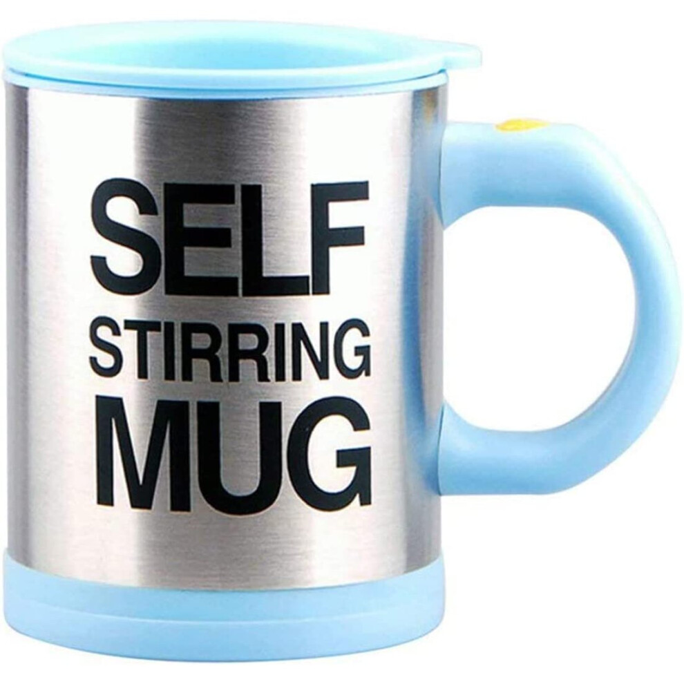 Aex (Sky Blue) Self Stirring Tea Coffee Mug With Lid 450Ml Sky Blue