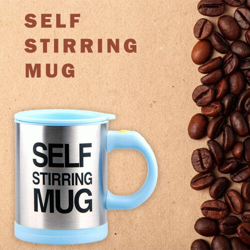 (Sky Blue) AEX Self Stirring Tea Coffee Mug with Lid 450ml 2