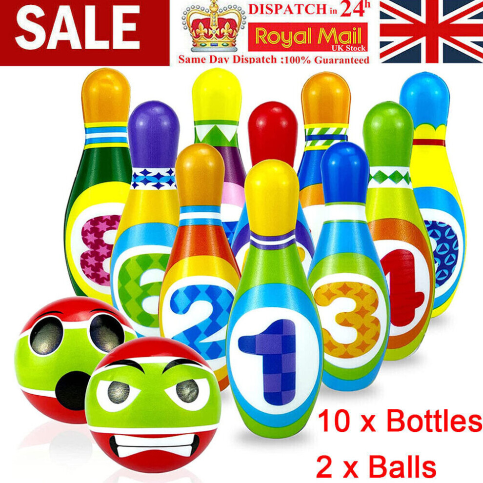 12 Pack Kids Foam Bowling Set Games Summer Family Fun Skittles