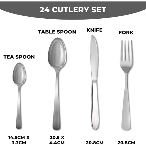 AEX (24pc set) Basic Stainless Steel Cutlery Set Dishwasher Safe 1