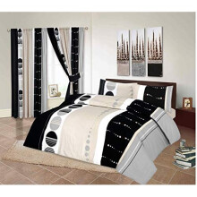 Rayyanlinen Ashar Grey Silver White Black Printed Duvet Cover Bedding Set With Pillowcases (Single)