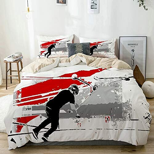 KOSALAER Beige Duvet Cover Set,Spinning?The?Deck??TailWhip?Scooter