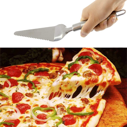 Stainless Steel Cake & Pizza Knife Peel Paddle Pie Slice Slicer Server 2