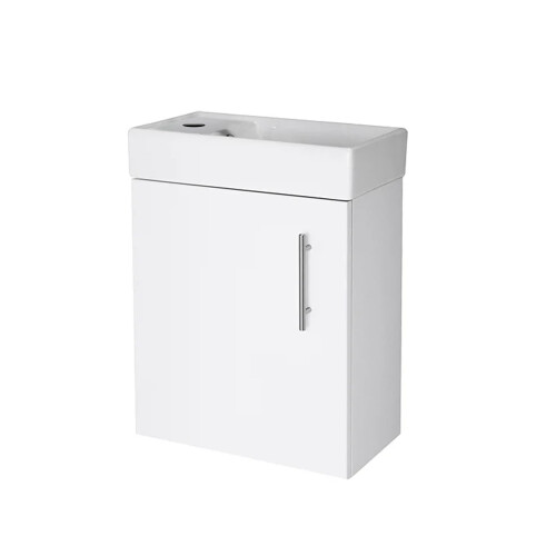 Gloss White Bathroom 400 Wall Hung Vanity Unit & Basin