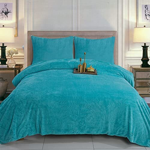 Teal fleece bedding sale