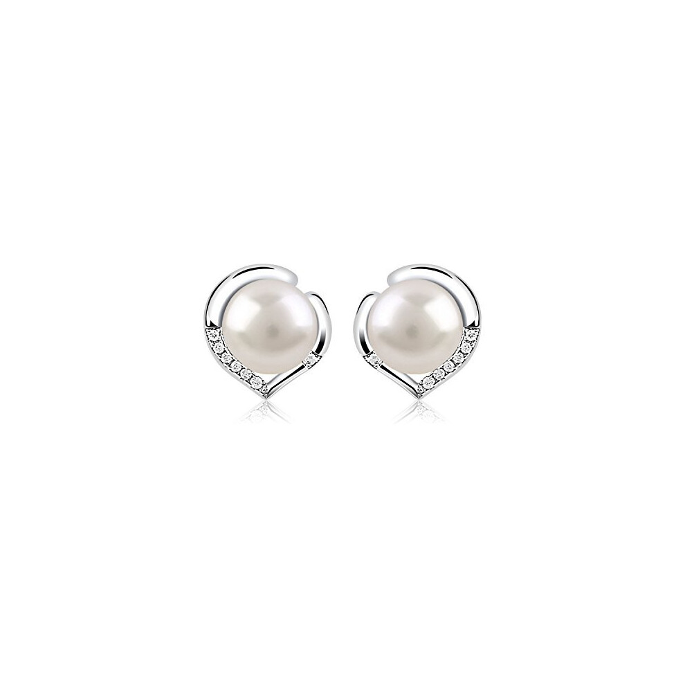 B.Catcher Pearl Earrings Freshwater 10mm Pearl Studs Earring Heart Set