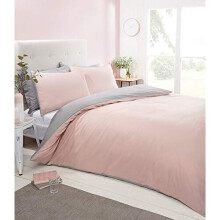 RayyanLinen REVERSIBLE Blush Pink Grey Silver Duvet Cover Bedding Set with Pillowcases (SUPER KING)