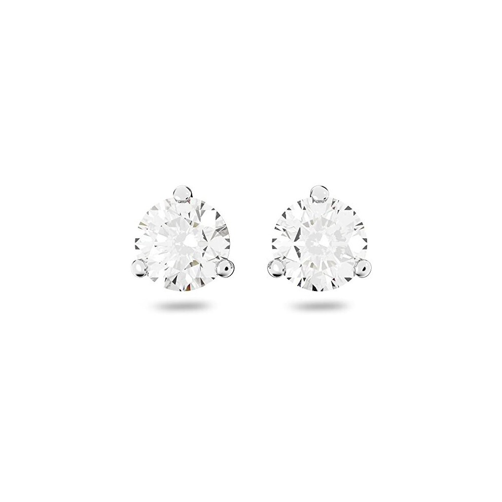 Swarovski Solitaire stud earrings, Round cut, White, Rhodium plated