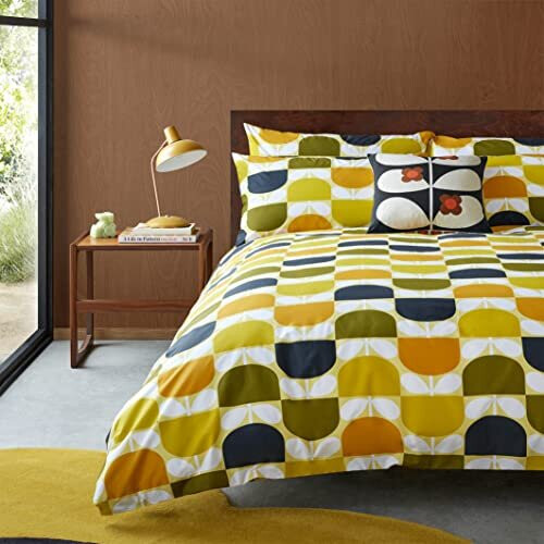 Orla Kiely Bedding Block Stem Sicilian Lemon 100 Cotton Duvet Cover