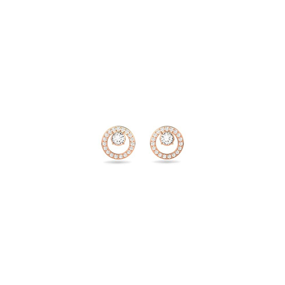 Swarovski Creativity stud earrings, Circle, White, Rose gold-tone plated