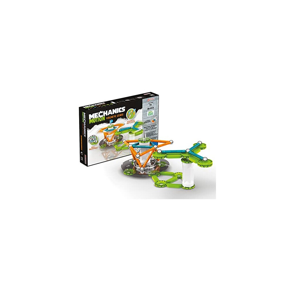 Geomag - Mechanics Motion Magnetic Gears - Educational And Creative Game For Children - Magnetic Building Blocks, Recycled Plastic - Set Of 96 Pieces