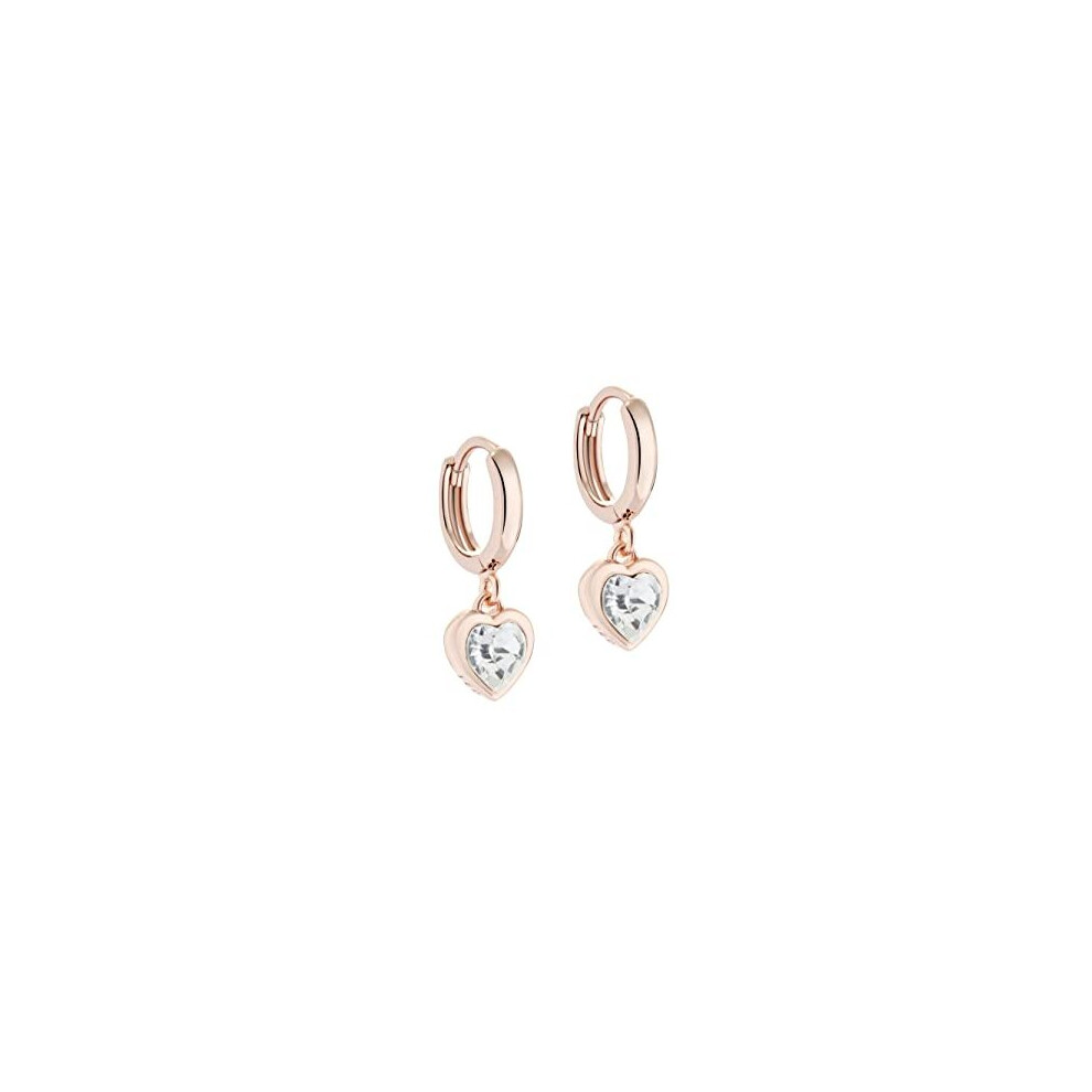 Ted Baker Hanniy Crystal Heart Huggie Earring (Rose Gold Tone/Crystal)
