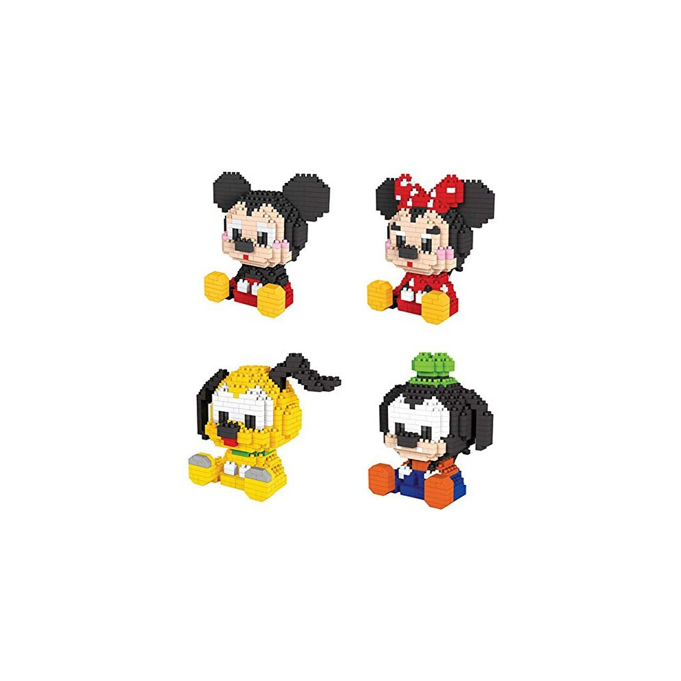 QSSQ Disney Series Cartoon Figures Micro Building Block Model, Building Brick Educational Toy for Kid (4 Pack)