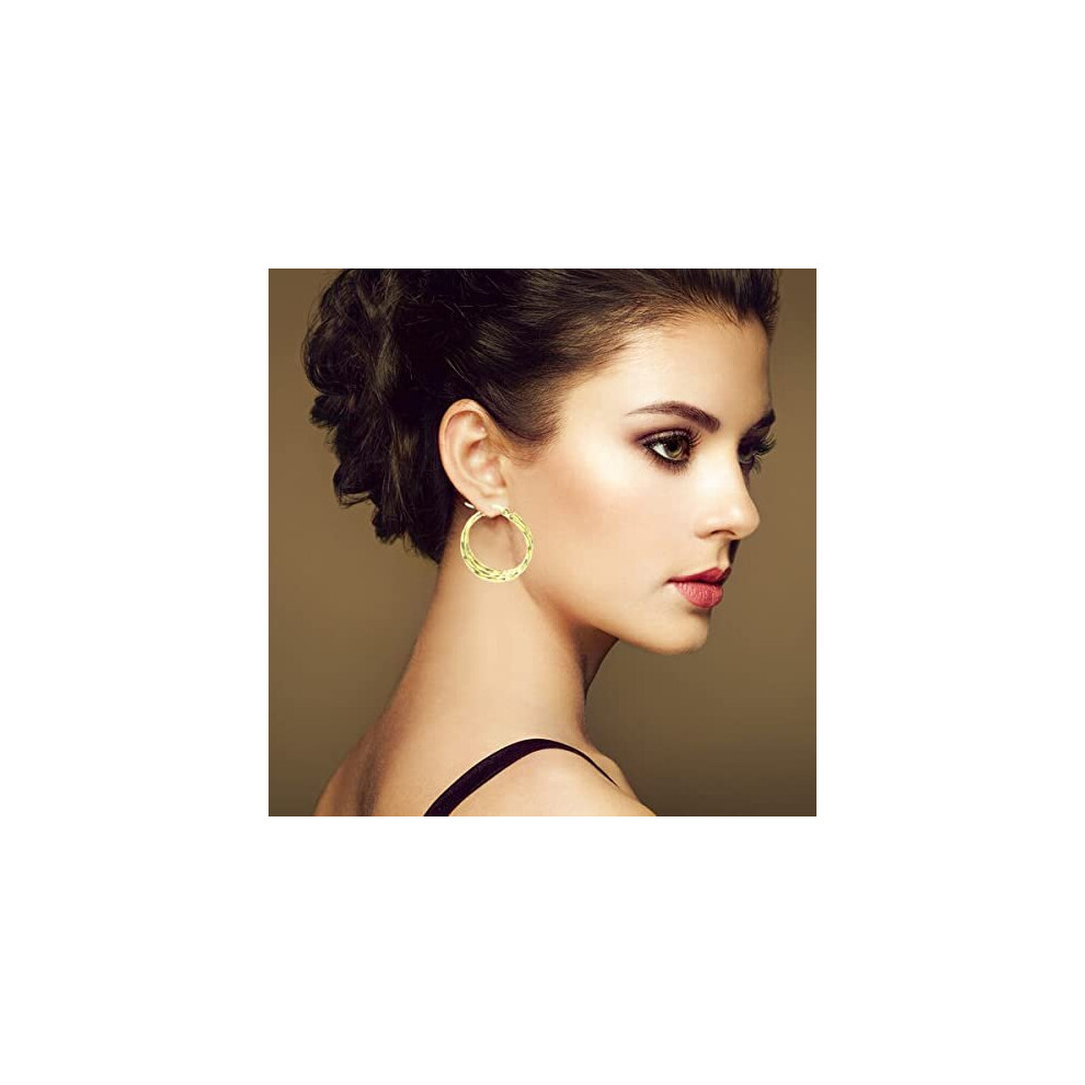 Yumay Jewellery 9ct Gold 3 Layer Twisted Hoop Earrings for Women. UK Fashion Earrings101901 on OnBuy