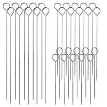 30 Pieces Kebab Skewers Reusable Stainless Steel Grilling BBQ Stick Skewers, 3 Sizes (15cm/20cm/25cm)