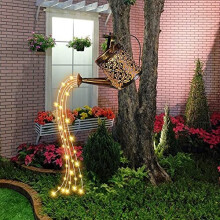 Watering Can Solar Lights, Solar Wrought Iron Lamp Waterproof Star Shower Light Outdoor Solar Garden Lights for Garden, Patio, Yard