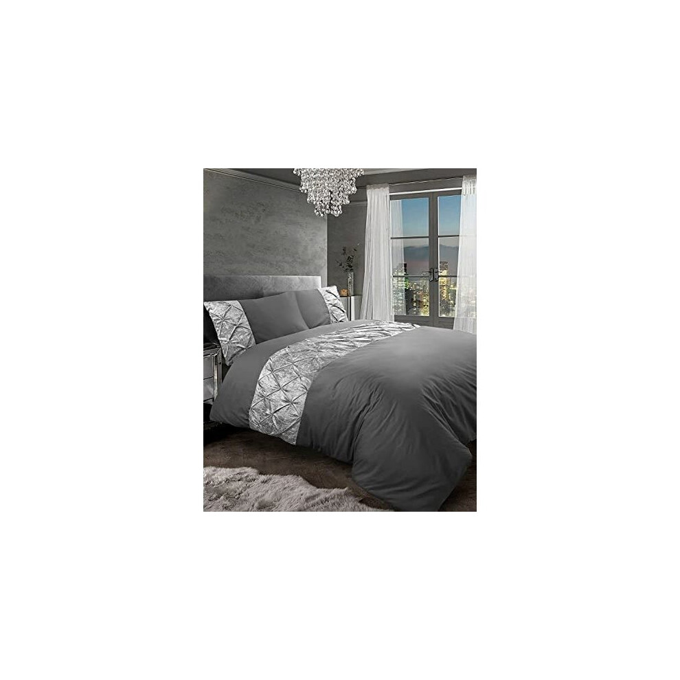 Crushed Velvet Pintuck Duvet Cover Set Pin Tuck Stripe Quilt Covers 100% Egyptian Cotton Bedding Bed Sets With Pillowcases Double King Super King Size