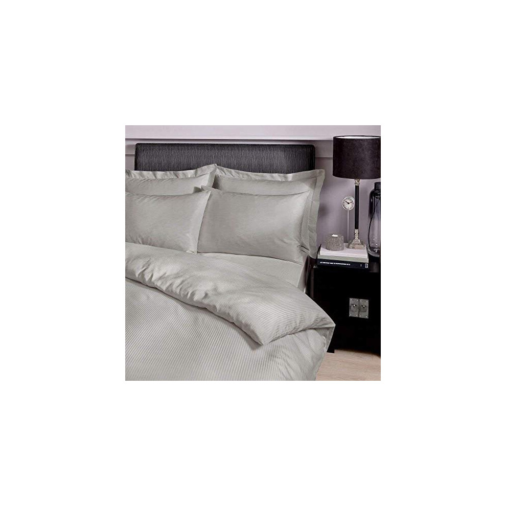 Catherine Lansfield Satin Stripe 300 Thread Count Oxford Pillowcase Pair Grey