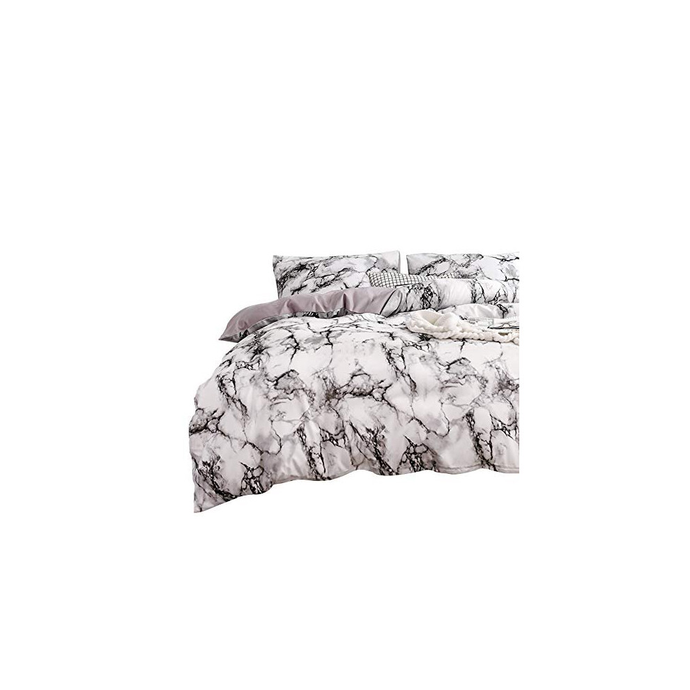 Lanqinglv Marble Duvet Cover Set King Size White and Black Luxury Bedding Set Kingsize Microfiber Quilt Covers With 2 Pillowcases (King)