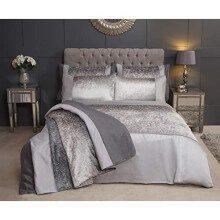Olivia Rocco Duvet Cover Aurora Velvet Sparkle Duvet Quilt Set Luxe Bedding Collection, Silver, King
