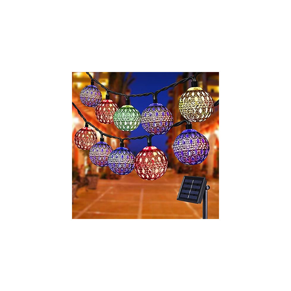 Solar String Lights Outdoor, 50LED Garden Lights Solar, 8 Modes Moroccan Lanterns Solar Fairy Lights Waterproof 23ft Lighting for Gazebo, Fence, Wall,