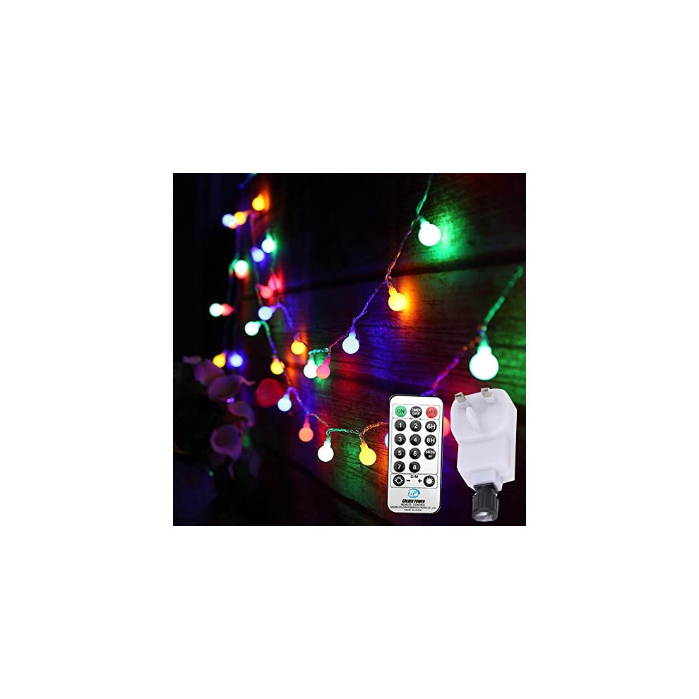 Globe String Lights Mains Powered 18M/59ft 150 LED Outdoor Fairy Lights Plug in Multi-Coloured 8 Modes Garden Lights with Remote Control