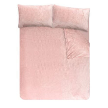 Sleepdown Waffle Fleece Thermal Warm Cosy Super Soft Duvet Cover Quilt Bedding Set with Pillow Cases - Single (135cm x 200cm)- Blush Pink