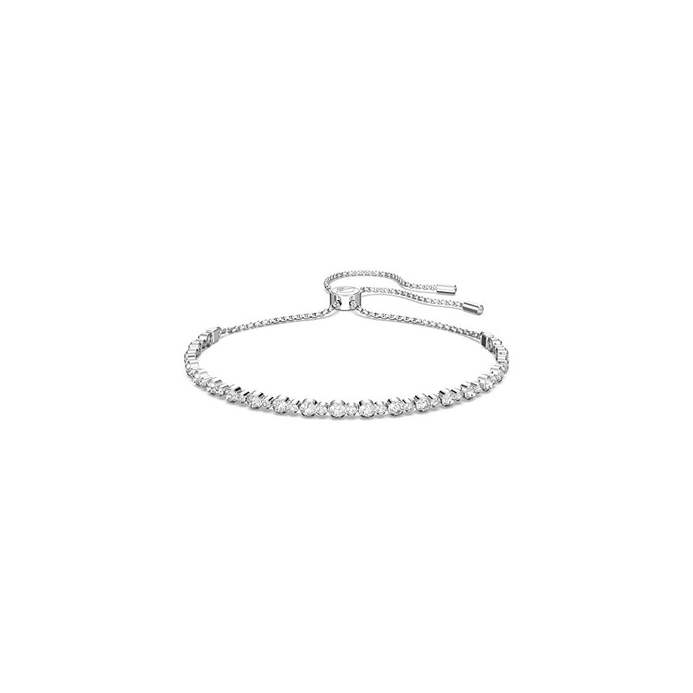 Swarovski Women's Subtle Bracelet Brilliant White Crystals with Rhodium Plated Metal Chain Adjustable Bolo Closure Swarovski Subtle Collection