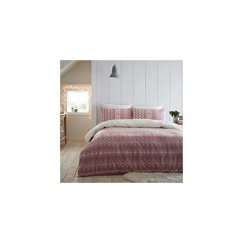 Catherine Lansfield Alpine Fleece Single Duvet Set Blush