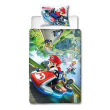 Super Mario Nintendo Kart Single Duvet Cover | Officially Licensed Reversible Two Sided Gravity Design with Matching Pillowcase