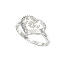 Aeon Jewellery Silver Mum Ring - 925 Sterling Silver & Cubic Zirconia Heart | Available in Sizes J - R | Polishing Cloth & Gift Box Included |