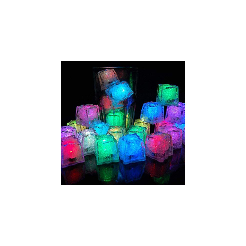 Vacoulery 12 Pack Light-up LED Ice Cubes for Drinks Wine Whiskey Color Changing Light Multicolor, LED Ice Cubes Liquid Sensor Water Activated Glowing,