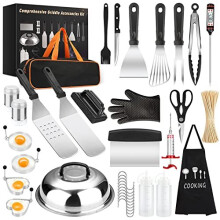 Kit di accessori per piastra 135 pezzi Set di utensili per griglia per Blackstone e Camp Chef Professional Grill Set di spatole per barbecue con