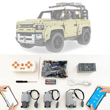 for Lego Technic Land Rover Defender 42110 Motor and Remote Control Upgrade Kit, 3 Motors, APP 4 Modes Control, Quality Gift, Power Functions Set