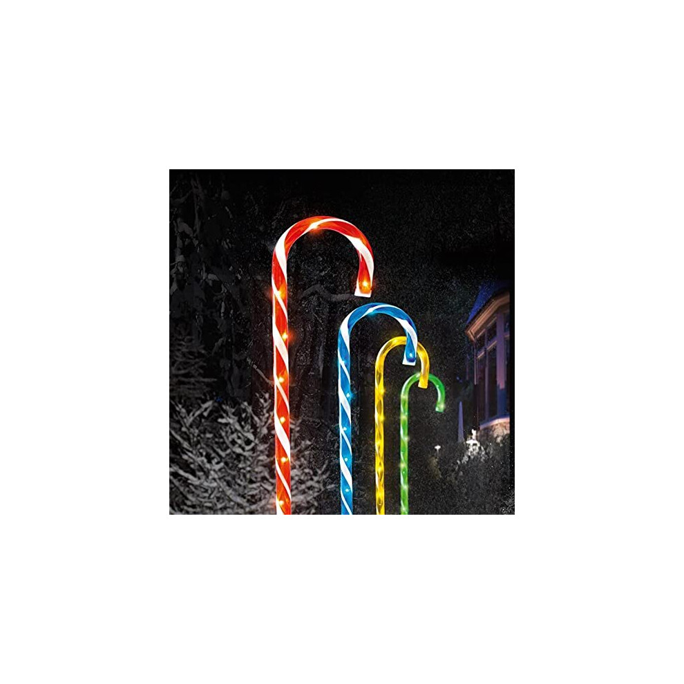 Set of Four Premier 62cm LED Acrylic Candy Canes with 40 Lights & Ground Spikes