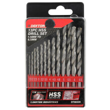DEKTON 13-Pc HSS Drill Bit Set 1.5-6.5mm DT80220 - For Metal, Wood & Plastic