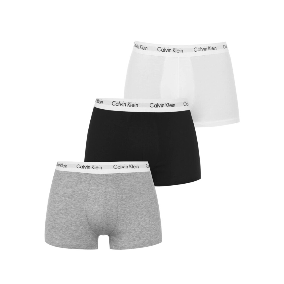 (Calvin Klein Low Rise Trunks Multicoloured M) Calvin Klein 3 Pack Mens Low Rise Trunks Multicolored & Black