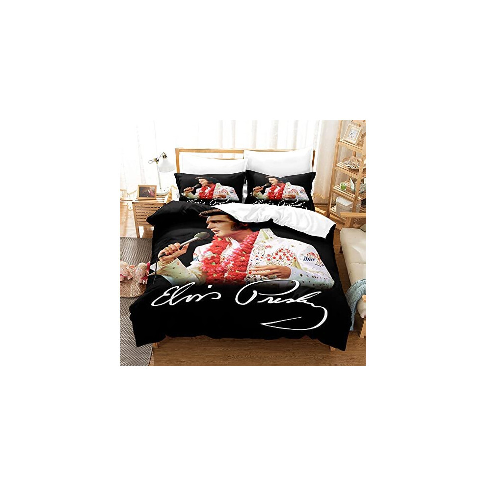 PTNQAZ Elvis Presley Bedding Set 3D Printed Comfortable Duvet Cover Set With Pillowcases Bed Set Bed Linen Bedclothes (Single,1)