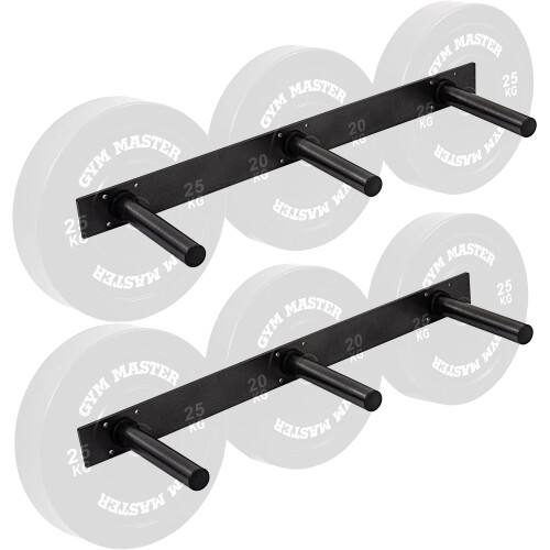 (Pair) GYM MASTER Olympic 2" Weight Plate Wall Mounted Storage Rack - Vertical or Horizontal
